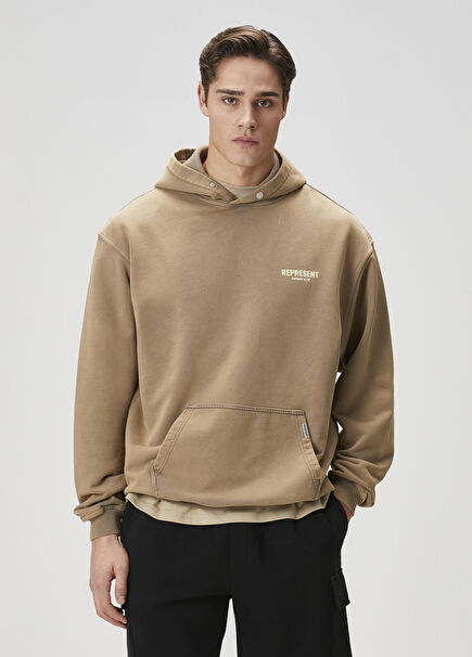Açık Kahverengi Kapüşonlu Sweatshirt