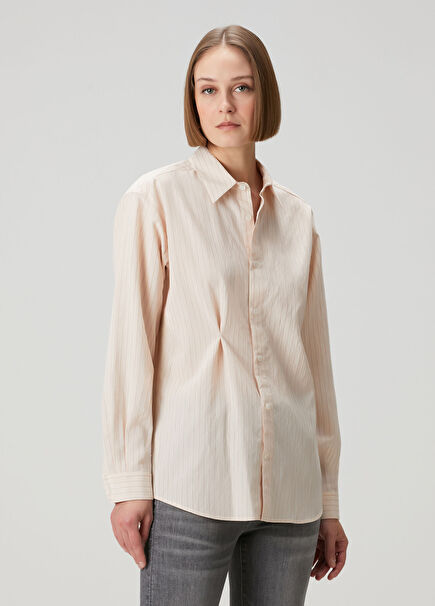 Costa Bej Çizgili Gömlek