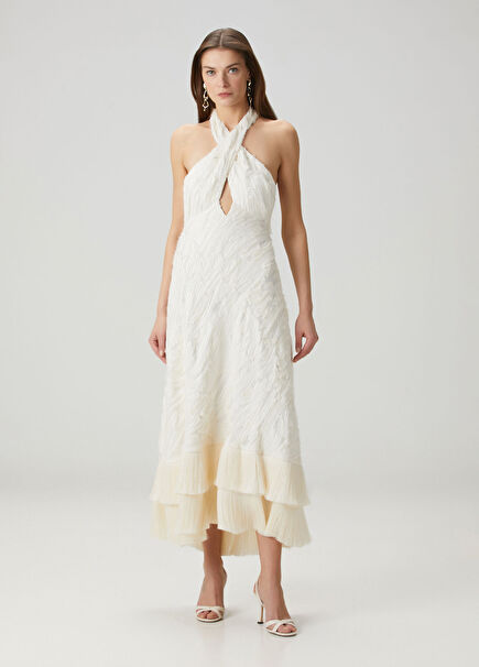 Ambrosio Ecru Midi Evening Dress
