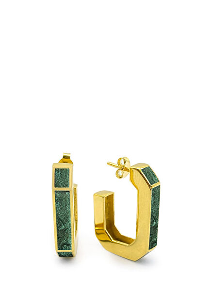 Lynda Green Hexagon Gold Plated Women's Earrings