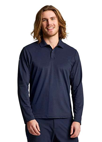 Tech Pique Polo Ls Lacivert Uzun Kollu Erkek T-Shirt