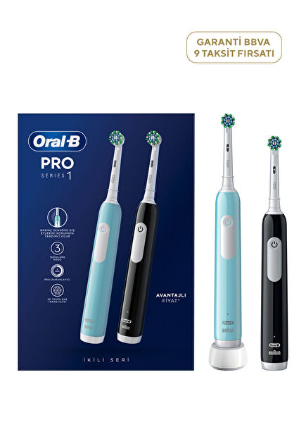Pro Series 1 İkili Siyah ve Mavi Şarjlı Diş Fırçası