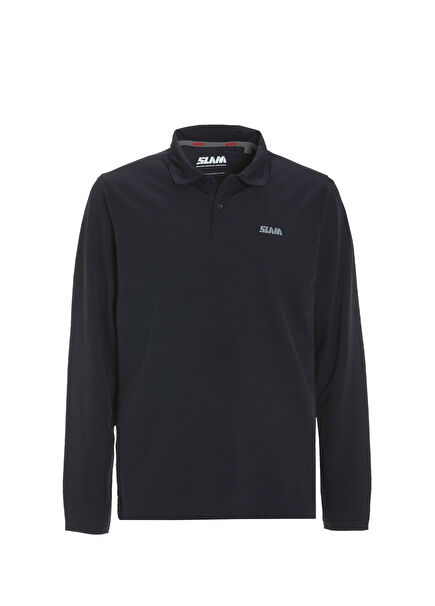 Tech Pique Ls Lacivert Polo Yaka Uzun Kollu Erkek T-Shirt