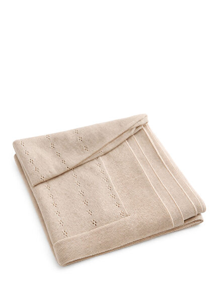 Soft Knit Bej Pamuklu Bebek Çocuk Battaniyesi 100 x 90 cm