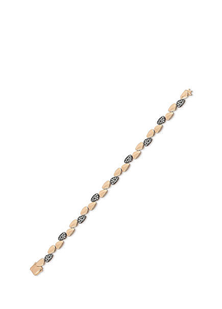 Path and Track Bracelet Pırlanta Taşlı 14 Ayar Pembe Altın Kadın Bileklik
