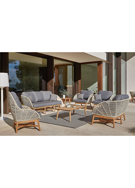 Alaskan Cream Teak Wood Garden Seating Set