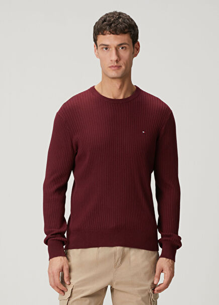 Mor Logo Nakışlı Organik Pamuk Kazak