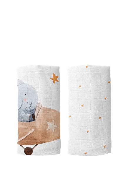 Happy Tony 100% Organic Cotton 2-Piece Muslin Cover Set