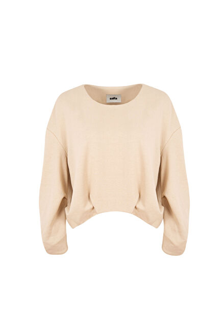 Sand Color Oversize Women's Sweatshirt