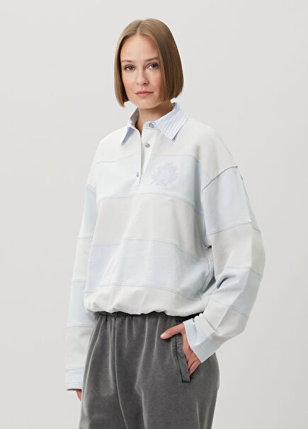 Gri Mavi Polo Sweatshirt