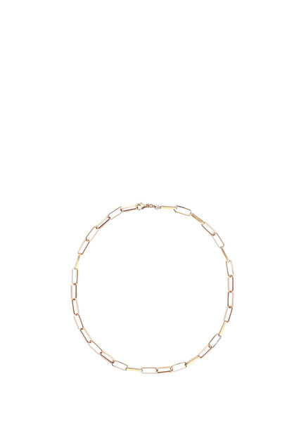 Large Rectangular Chain Shaped Women's Gold Neckla