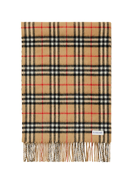 Reversible Check Bej Kaşmir Unisex Atkı