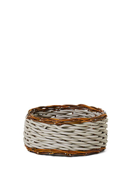 Twig Ekru Örgü Dokulu Hasır Sepet