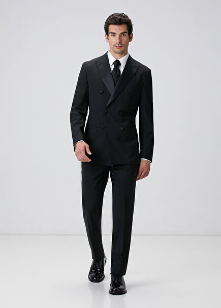 Black Wool Blend Tuxedo Suit