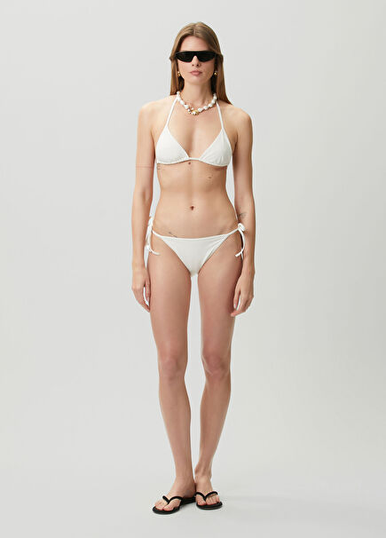 Ekru Monogram Üçgen Bikini Takımı