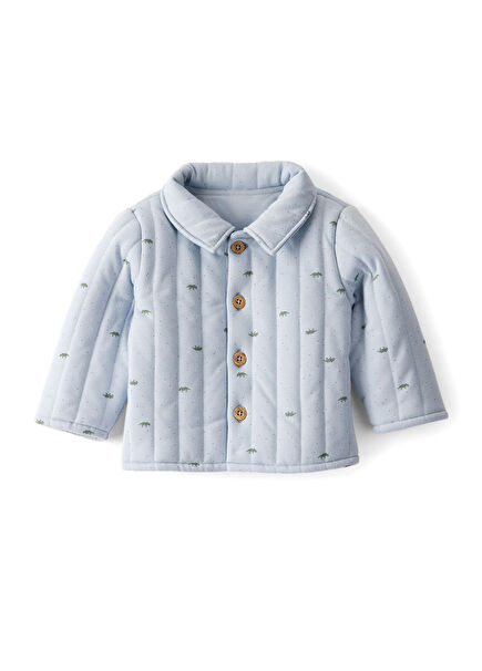 Blue Dinosaur Patterned Baby Boy Quilted Cardigan