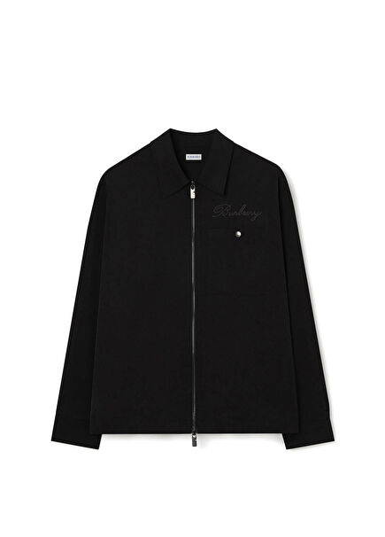 Oakwell Black Zippered Loose Fit Men's Shirt