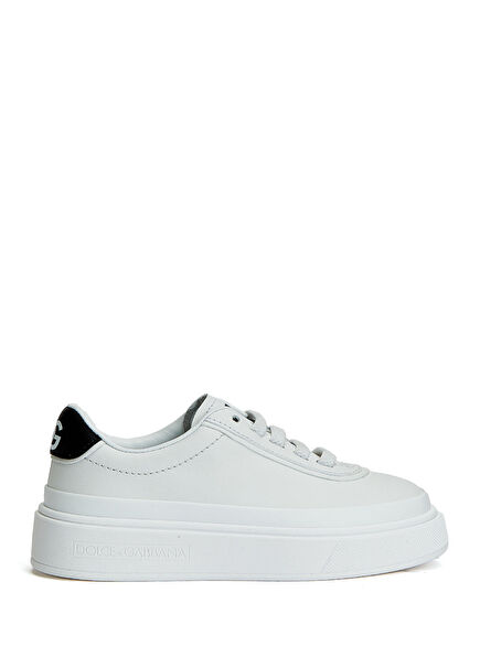 Siyah Beyaz Logolu Kız Çocuk Deri Sneaker