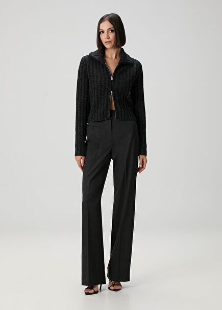 Grey Straight Fit Trousers