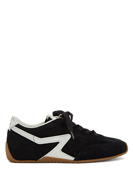 Retro Siyah Beyaz Kadın Süet Sneaker