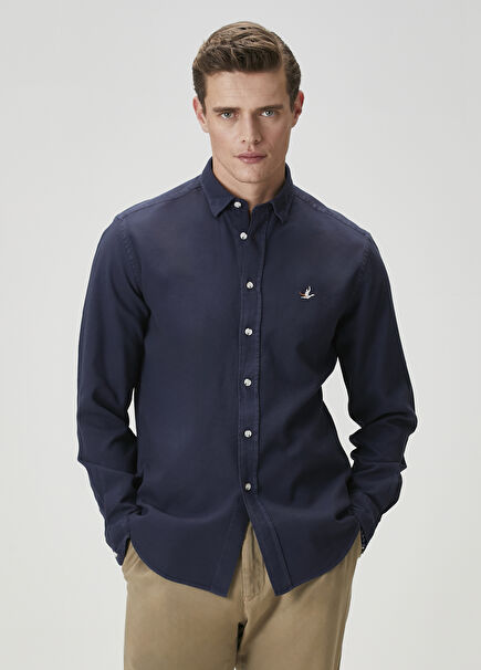 Comfort Fit Navy Blue Shirt