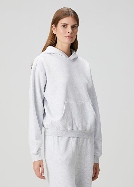Classic Gri Kapüşonlu Sweatshirt