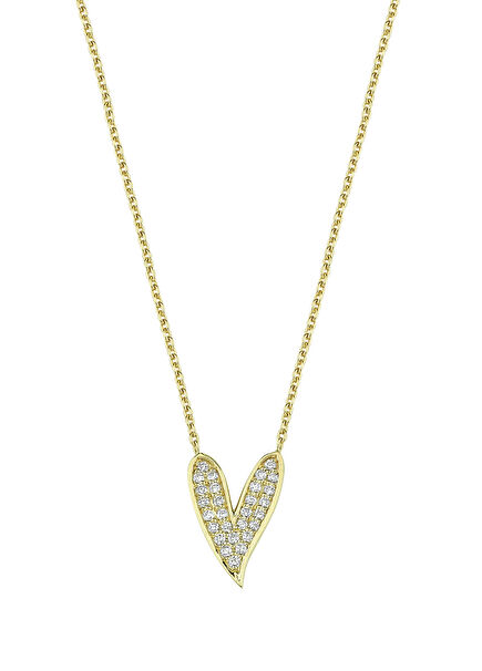 Diamond Heart-Shaped Women's Gold Necklace
