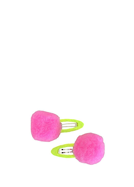 Neon Pink Pompom 2-Pack Girls Buckle