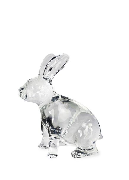 Squatting Rabbit Şeffaf Kristal Heykel
