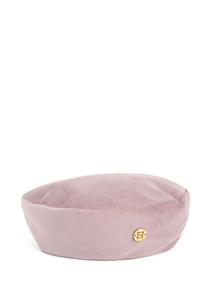 Audrey Toz Pembe Kadife Kadın Beret Şapka