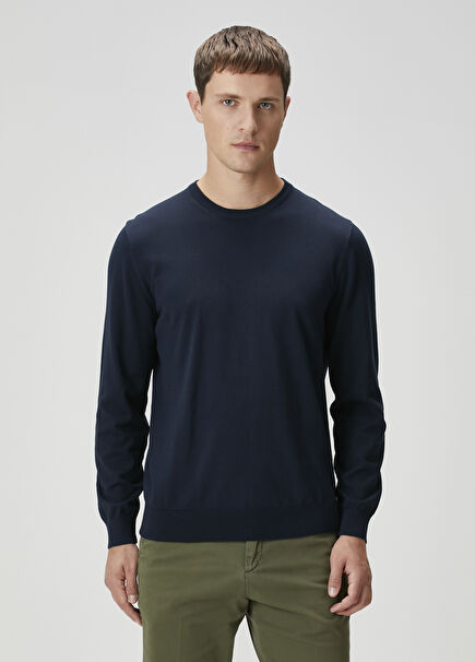 Navy Blue Organic Cotton Sweater