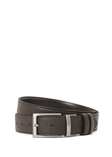 Brown Double-Sided Men's Leather Belt