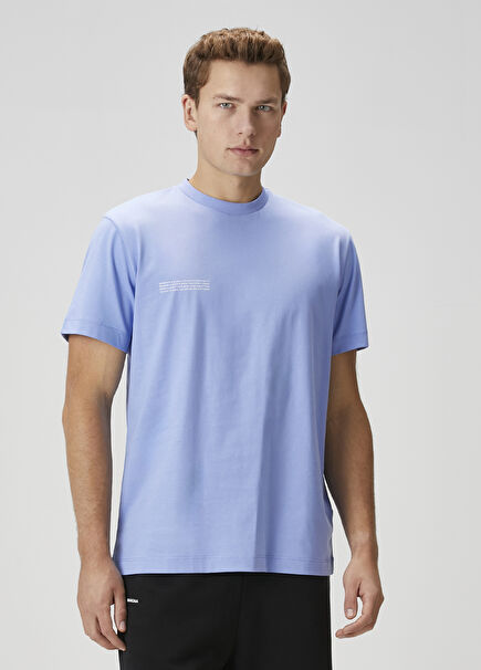 Açık Mavi Logo Baskılı Organik Pamuk T-shirt