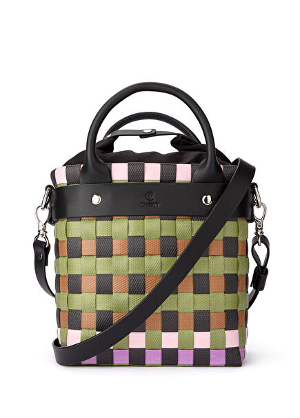 Aperlai Black Purple Basket Bag El Yapımı Kadın Omuz Çantası