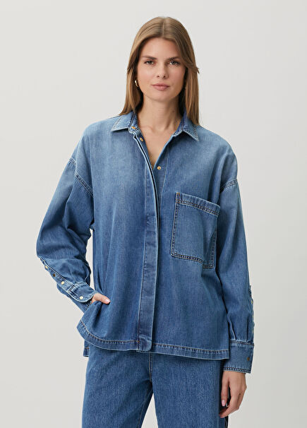 Paola Mavi Tencel Denim Gömlek