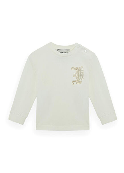 Kırık Beyaz Uzun Kollu Erkek Bebek T-Shirt