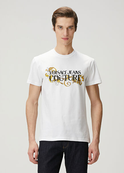 White Logo Printed T-Shirt