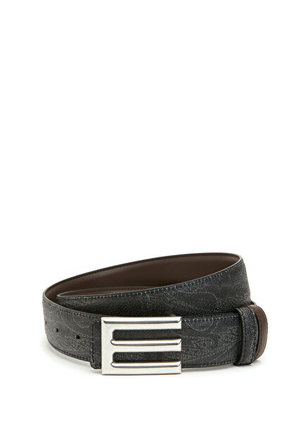 Men's Belt With Brown Logo Buckle