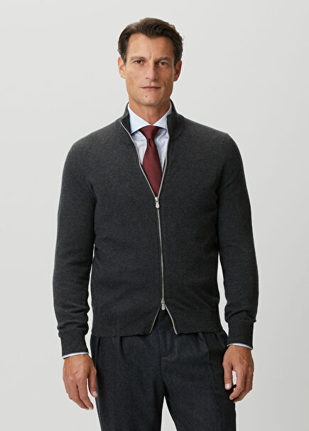 Anthracite Cashmere Knit Cardigan