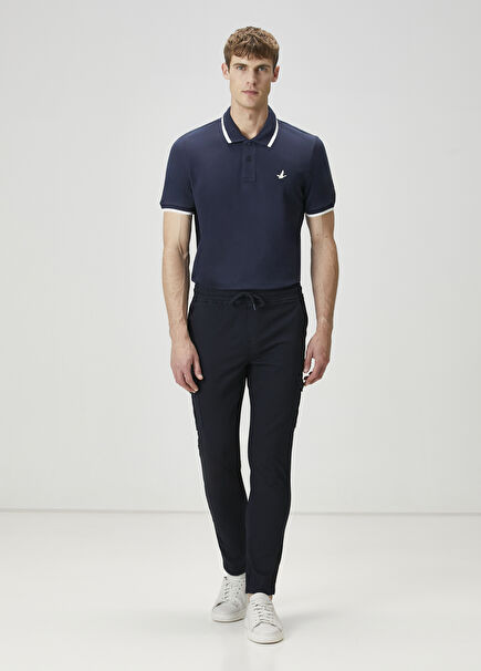Lacivert Beli Kordonlu Jogger Kargo Pantolon