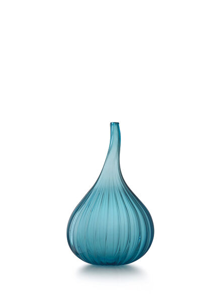Drops Shiny Aquamarine Blue Glass Small Size Vase