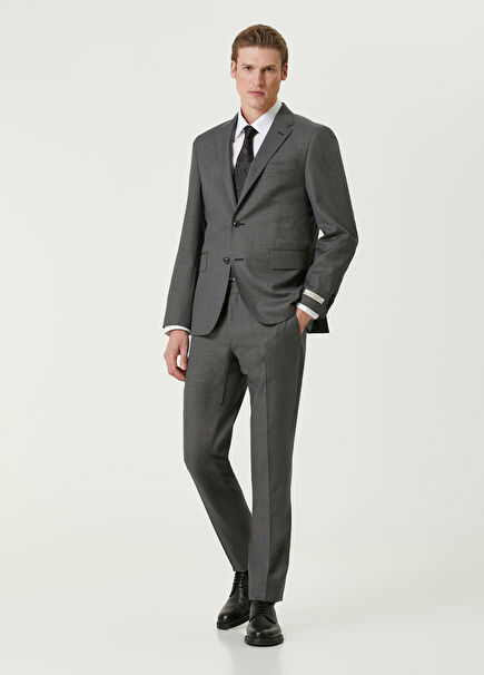 Grey Micro Patterned Wool Suit