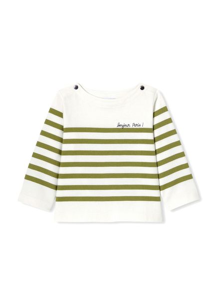 Yeşil Çizgili Erkek Bebek Uzun Kollu T-shirt