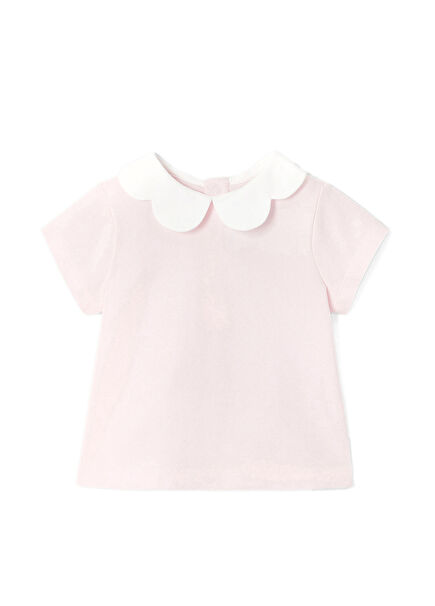 Dusty Pink Ruffle Collar Girl Baby T-Shirt