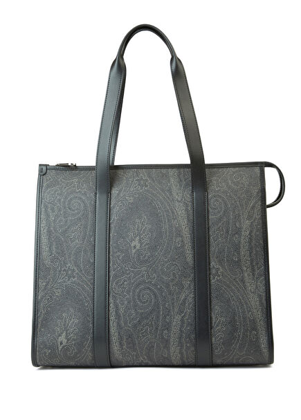 Black Ethnic Patterned Men's Bag
