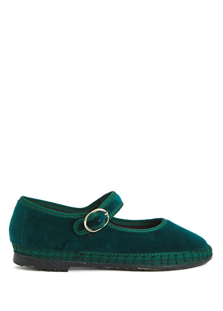 Leonor Green Girl Velvet Ballet Flats