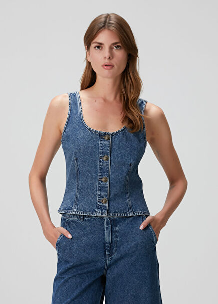 Poppy Mavi Denim Bluz