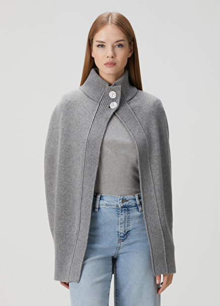 Roxalena Gri Yün Pelerin