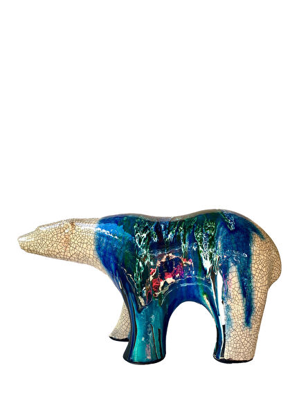 Multicolored Large Polar Bear Shaped Ceramic Objec