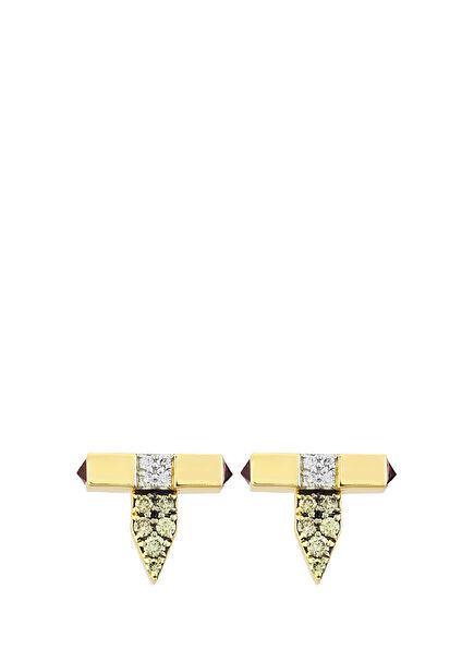 Tara Pırlantalı Kadın Tekli Altın Küpe